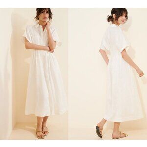 Anthropologie The Tobie Linen Shirt Dress Womens L Midi Vintage Charming Basic